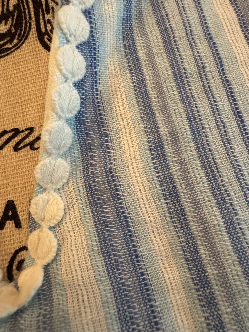 Ronni Nicole Sleeveless Linen Blend Babydoll Dress Blue White Stripes Ruffle LRG - Picture 3 of 11